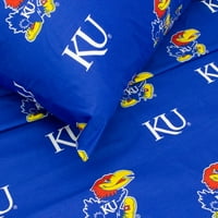 Kansas Jayhawks pamuk, set listova - ravni lim, opremljeni lim, jastučni futrole, kraljica, team boja
