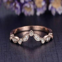 0. Carat 10k Rose Gold Wedding bend s moissitnim dijamantima godišnjica Antikni cvijet v Dizajn Antique Style