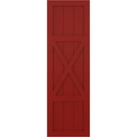 Ekena Millwork 18 W 31 H True Fit PVC Centar X-Board seoska kuća sa fiksnim nosačem, Vatro Crvena
