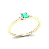 Carski dragi kamen 10k žutog zlata osmougaoni rezani smaragd 1 10ct TW dijamantski ženski prsten