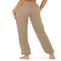 Ženske trenirke visokog struka udobne vezice za jogu Lounge pantalone labave pantalone za trčanje sa džepovima