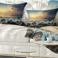 Designart Izlazak sunca i sjajni valovi u jastuku za bacanje mora - mora - 12x20