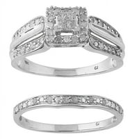 Forever Bride 0.33 ct okrugli princeza dijamant angažman vjenčani prsten 10k Bijelo.