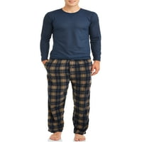 Odjeća Blue Star muške 2-dijelne osnovne termo hlače od Mikroflisa s dugim rukavima plišane pidžame