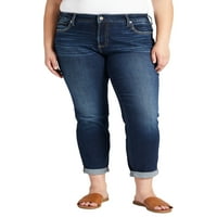 Silver Jeans Co. Ženske Plus Size Boyfriend traperice za tanke noge srednjeg rasta veličine struka 12-24