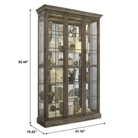 Home Fare prozorsko staklo Curio vitrina sa metalnom presvučenom prednjom smeđom bojom