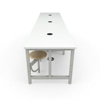 Izdrži seriju Model 9292-6S stol za sjedenje u visini učenika, bijeli vrh za suho brisanje sa javorovim sjedalima