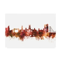 Zaštitni znak likovne umjetnosti 'Kingston upon Hull Engleska Skyline Red' platnena Umjetnost Michaela Tompsetta