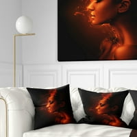 Designart Burning Woman Head-portret savremeni jastuk za bacanje - 18x18