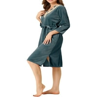 Jedinstvene povoljne ponude Ženska pidžama traka za kravatu dugih rukava Lounge Midi Sleep Haljina