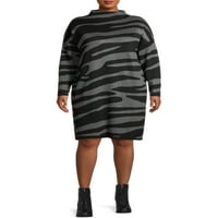 Terra & Sky ženska Plus Veličina Zebra žakard džemper haljina