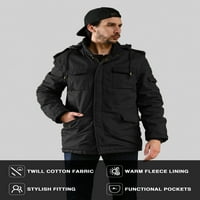 Wenven Muška zimska vojska povremena jakna s uklonjivim kapuljačom crna 3xl