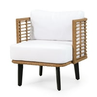 Kamin pletena Vanjska klupska stolica sa vodootpornim jastukom, Svijetlosmeđa i bijela
