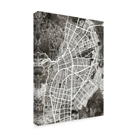 Zaštitni znak Likovna umjetnost 'Cali Kolumbija karta grada Crna' platnena Umjetnost Michaela Tompsetta