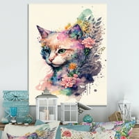 Designart slatka mačka cvjetna Umjetnost IV platnena zidna Umjetnost