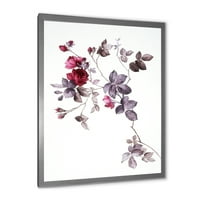 Designart' Purple Wildflowers On White II ' tradicionalni uokvireni umjetnički Print