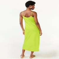 Scoop ženska satenska Midi Slip haljina sa prorezom sa strane, veličine XS-XXL