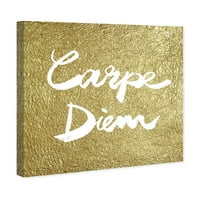 Wynwood Studio tipografija i Citati Wall Art Canvas Prints 'Carpe Diem Gold' Inspirativni citati i izreke-Bijelo,