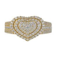 Imperial 14k žuto zlato 1ct TDW dijamantski srčani klaster Halo zaručnički prsten