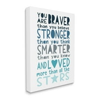 Stupell Industries Braver Jači pametniji i ljubavni fraza plava tipografija, 30, dizajniran od Elizabeth Tyndall