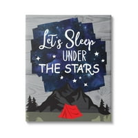 Stupell Industries Sleep Under the Stars planinski šator za kampiranje zrna uzorak platna zid Art, 40, dizajn Linde Birtel