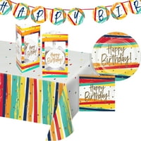 Creative Pretvaranje Višebojni Rođendan Stripes Party Kit, Count