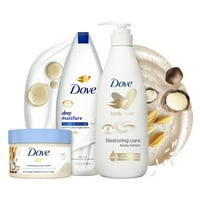 Poklon Set Dove za njegu kože s poliranjem, pranjem tijela i losionom, brojanje
