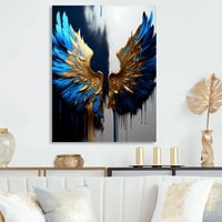 Kindart Blue i Gold Anđeoska krila i platna Zidna umjetnost