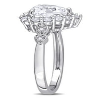 Carat T. G. W. stvorio bijeli safir i dijamant-Accent 10kt bijeli Zlatni oreol prsten