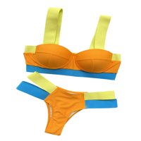 Canrulo ženski ljetni bikini set plivajući kontrastne boje zavoj široko kaiševe podzemne brake, kupaće kostime
