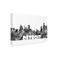 Marlene Watson 'Detroit Michigan Skyline BG 2' Canvas Art