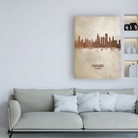 Zaštitni znak likovne umjetnosti' Chicago Illinois Rust Skyline ' platnena Umjetnost Michaela Tompsetta