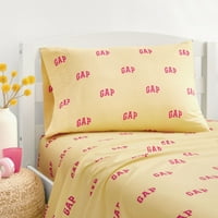 Gap Home Kids Lučni Logo Organski Pamuk Blend Set Listova, Twin, Žuto Roze, 3 Komada