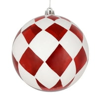 Vickerman 4 crvena kugla sa bijelim dijamantskim blistavim božićnim ukrasom, po kesi