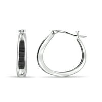 Naušnice za nakit, minđuše - 1 1-karat crne dijamante sterling srebrne naušnice - Hypoalergenične naušnice