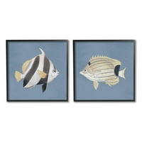 Morske ribe podvodni morski život životinje i insekti grafička Umjetnost crno uokvirena Umjetnost Print zidna Umjetnost, Set od 2