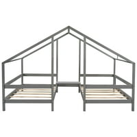 Aukfa kreveti na platformi s baldahinom dvostruke veličine za djecu tinejdžere - dvostruki dio trokutastih