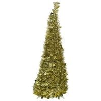 6 'Zlatna Tinsel skočna umjetna božićna drvca, neopterećena