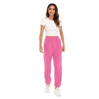 Iopqo casual pantalone za žene Ženske pantalone za sportske hlače Jogging Dukseri Jogger Hlače Pink + M
