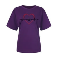 Valentinova košulja za žene Slatke Gnomes majica Ljubavna heart tiskane majice Kratki rukav Grafički teži
