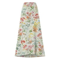 Plus size od ramena haljina dame Ljeto od pune pamučne i posteljine polovine duljine prorezu midwaist suknje