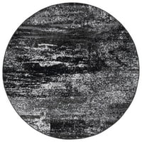 Adirondack Rudyard apstraktni prostirki, srebrni crni, 11 '11' krug