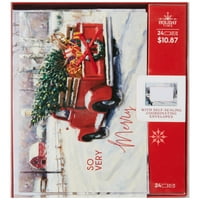 Vrijeme praznika Božićne čestitke sa crvenim kamionom u kutiji, crveno-bijele, 5,5 7,75