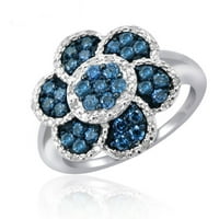 JewelersClub 0. Srebro 1. Karatni plavo-bijeli dijamantski prsten za žene