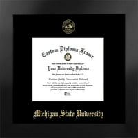 Michigan State 9.5 w 7.5 h Manhattan Black Single Mat Gold reljefni okvir diplome sa Bonus kampus slikama litografija