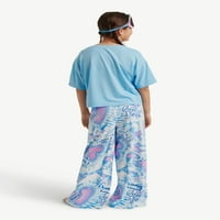 Justice PowerPuff djevojke gornje i široke pantalone za noge sa setom pidžama maske za spavanje, 3 komada, veličine 5-18