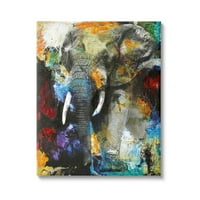 Slojeviti Elephant Bold Wildlife Apstraktna Grafička Umjetnička Galerija Umotana Platnena Štampa Zidna Umjetnost
