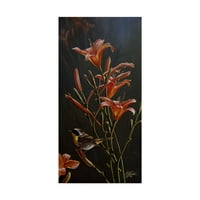 Zaštitni znak likovne umjetnosti' Yellowthroat And Daylilies ' Canvas Art Wilhelma Goebela