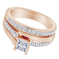 Princeza i okrugli oblik Bijeli prirodni dijamantski ženski prsten za žene u 10K ružin zlatne prstene veličine-7,5