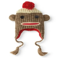 Juniors ' pletena čarapa Monkey Laplander šešir sa 3D ušima i pompom